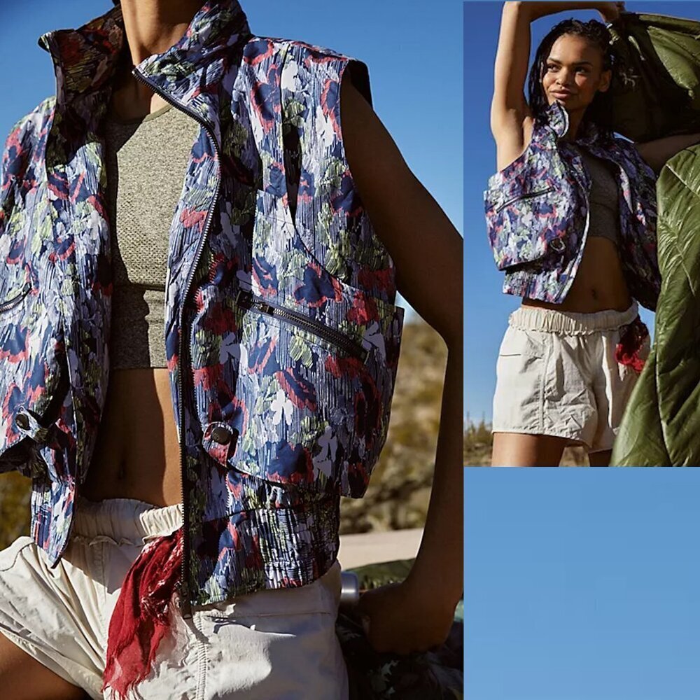 New Free People Movement Off The Grid Printed Vest Size M